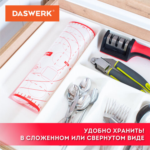 Коврик силиконовый для раскатки/запекания 30х40 см, красный, DASWERK (ДАСВЕРК), 608424