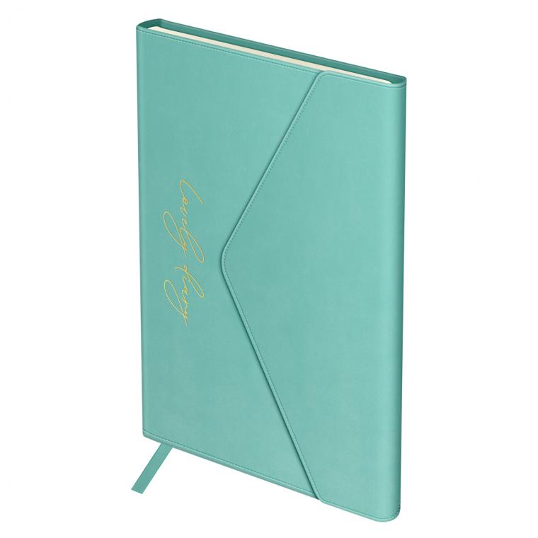 Ежедневник недатированный, А5, 136л., твердый переплет, кожзам, Greenwich Line "Envelope. Tiffany", на кнопке