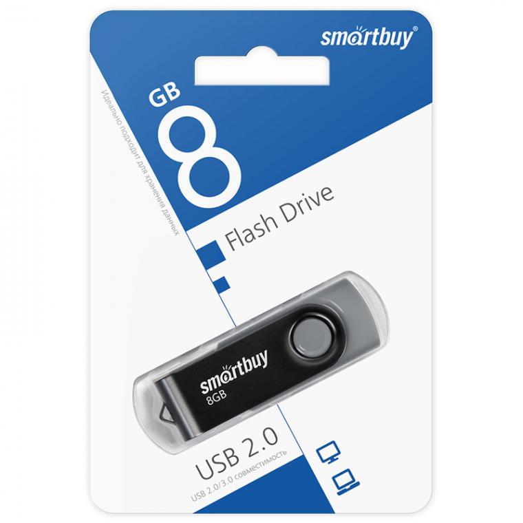 Память Smart Buy "Twist"  8GB, USB 2.0 Flash Drive, черный