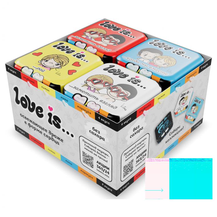 Освежающее драже Love is... в форме сердца, со вкусом мяты, 20г