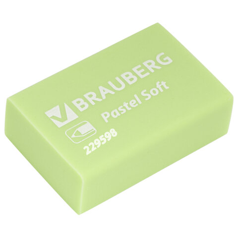 Ластики BRAUBERG "Pastel Soft" НАБОР 12 шт., размер ластика 31х20х10 мм, экологичный ПВХ, 229598
