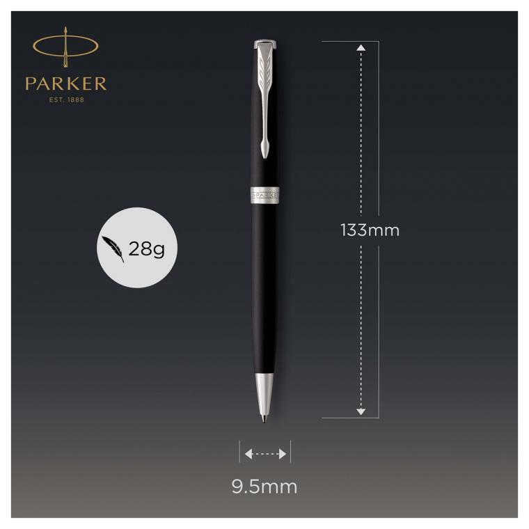 Ручка шариковая Parker "Sonnet Matte Black СT" черная, 1,0мм, поворот., подарочная упаковка