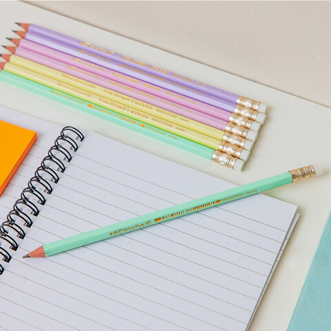 Карандаш чернографитный BIC, 1 шт., "Evolution Pastel", HB, с ластиком, корпус ассорти, 518306