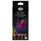 Карандаши цветные Гамма "Классические", 12цв., черное дерево,заточен., картон. упак., европодвес