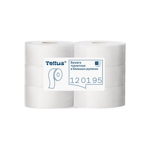 Бумага туалетная 525 м, БОЛЬШОЙ РУЛОН, Tellus/TORK (Система T1) UNIVERSAL, КОМПЛЕКТ 6 рулонов, 1-слойная, 120195