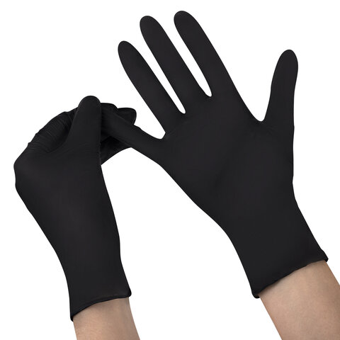 Перчатки нитриловые медицинские смотровые SFM Supersoft N136, Германия, 100 пар (200 штук), размер 6-7, S (малый), черные