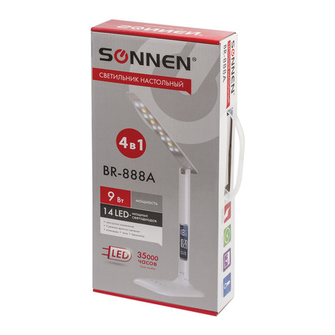 Настольная лампа / светильник SONNEN BR-888A, на подставке, светодиодный, LED, 9 Вт, белый, 236664