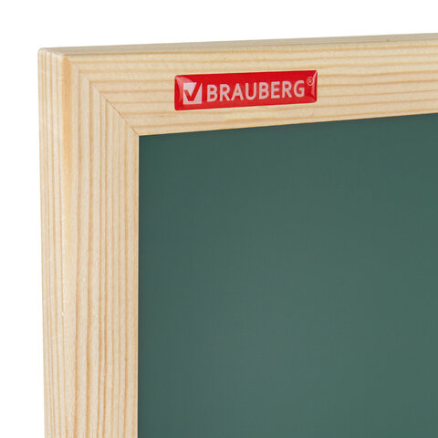 Доска для мела магнитная 60х90 см, зеленая, деревянная рамка, BRAUBERG "Wood", 238800