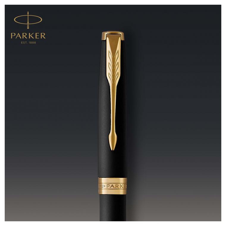 Ручка шариковая Parker "Sonnet Matte Black GT" черная, 1,0мм, поворот., подарочная упаковка