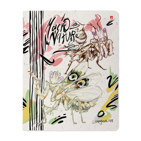 Тетрадь А5 48 л. АЛЬТ скоба, клетка, матовая ламинация, "MACRO NATURE" (5 видов), 7-48-1340