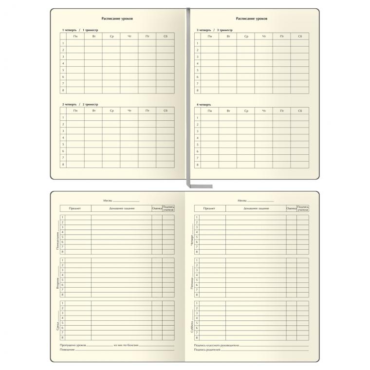 Дневник 1-11 кл. 48л. (твердый) BG "5 признаков", иск. кожа (балакрон), печать, ляссе