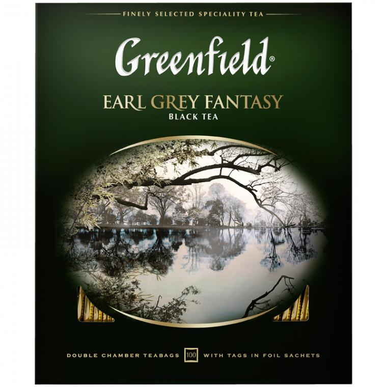 Чай Greenfield "Earl Grey", черный с бергамотом, 100 фольг. пакетиков по 2г