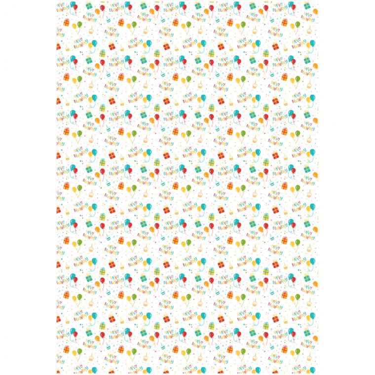 Упаковочная бумага глянц. 70*100см, MESHU "День Рождения", 80г/м2, ассорти 5 дизайнов