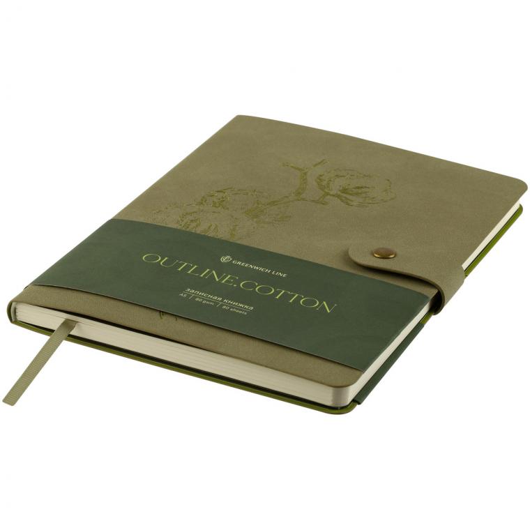 Записная книжка А5 80л., ЛАЙТ, кожзам, Greenwich Line "Очертания. Хлопок", с замком, тиснение фольгой, внутренний карман, блок в точку
