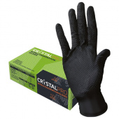 Перчатки нитриловые медицинские смотровые с текстурой CRYSTAL PRO, 25 пар (50 шт.), размер L (большой), черные, CR-BL-02