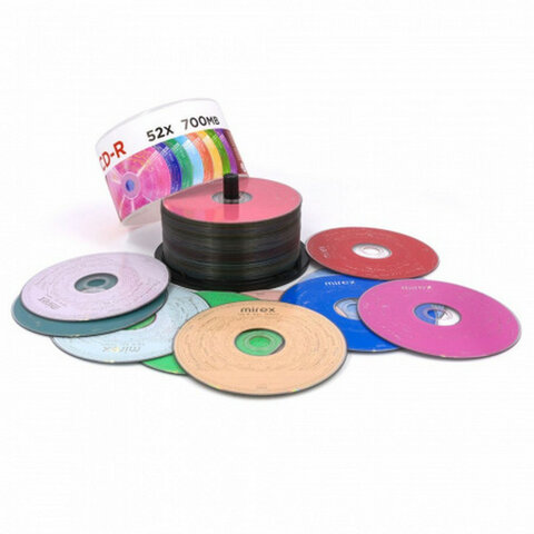 Диск CD-R MIREX Random Color, 700 Мб, 48x, Cake Box (упаковка на шпиле), КОМПЛЕКТ 50 шт., цветные, UL120009A8B