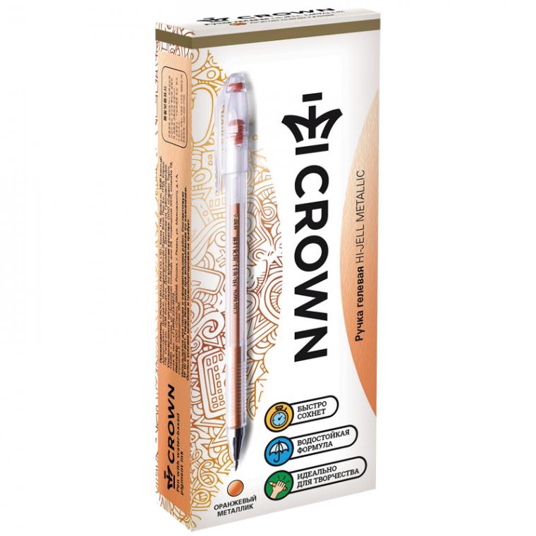 Ручка гелевая Crown "Hi-Jell Metallic" бронзовая металлик, 0,7мм