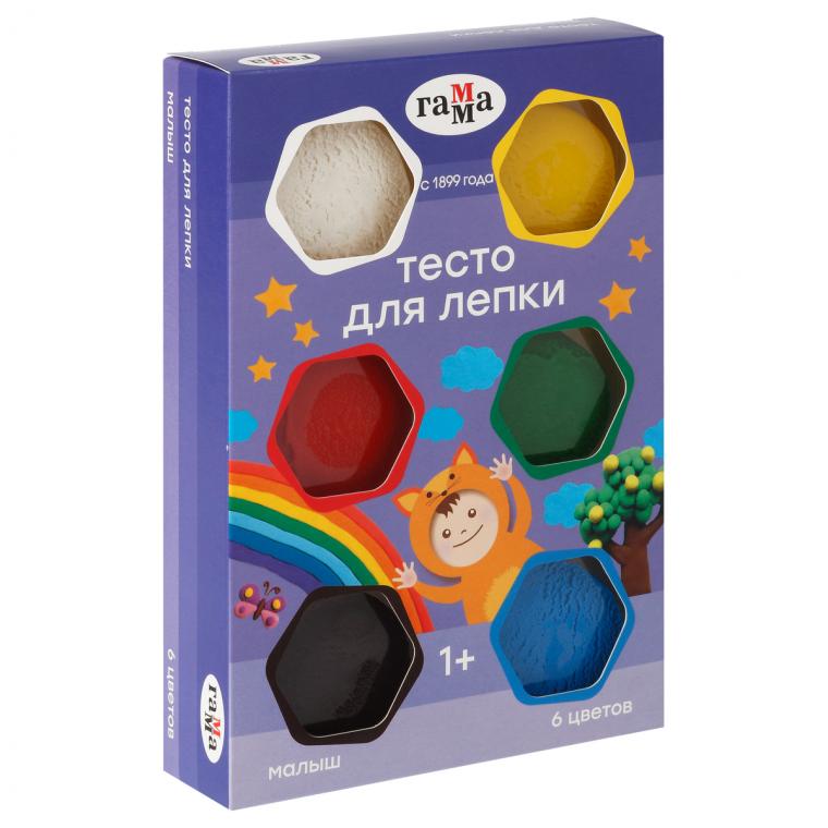 Тесто для лепки Гамма "Малыш", 06 цветов, 360г, картон. упаковка