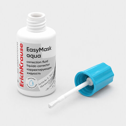 Корректирующая жидкость ERICH KRAUSE "EasyMask" на водной основе, 20 мл, флакон с кисточкой, 61926