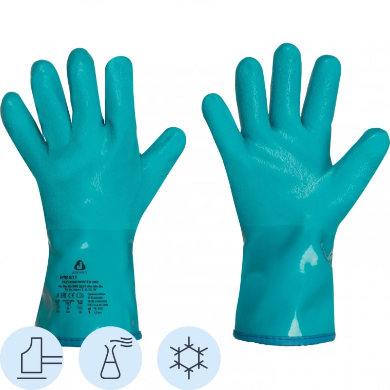 Перчатки трикотаж ут.ПВХ/нитр Jeta Safety Winter Grip JPW-811 син-жел р.M