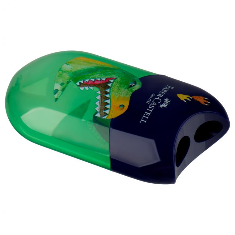Точилка пластиковая Faber-Castell "Dinosaur" 2 отверстия, контейнер