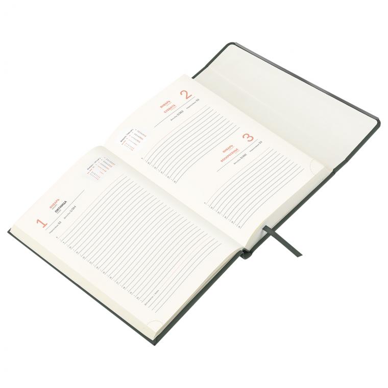 Ежедневник датированный 2027г., А5, 176л., твердый переплет, кожзам Soft touch, BG "Magnet. Grey", серый, магнитный клапан