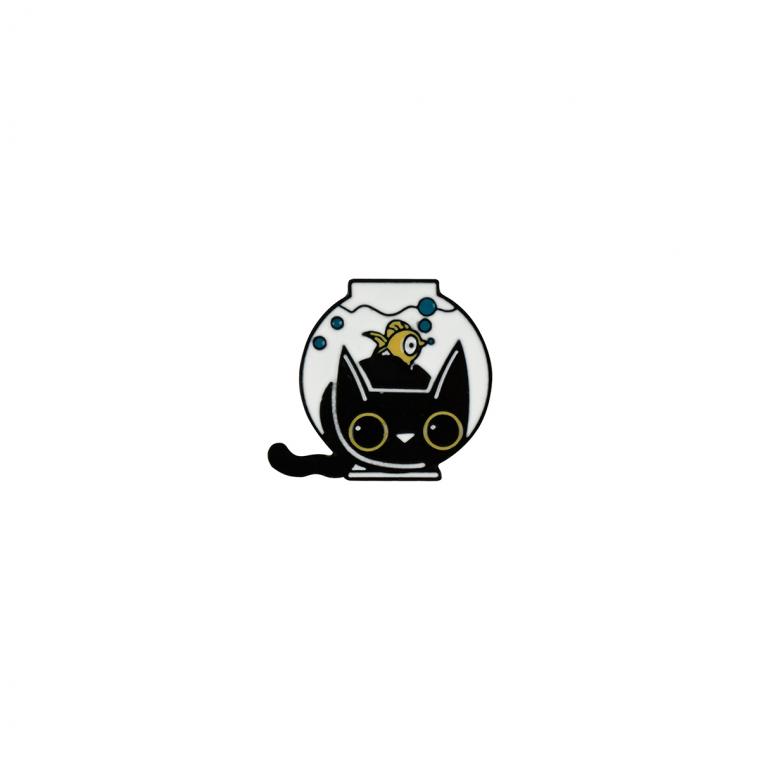 УЦЕНКА - Набор металлических значков MESHU "Black cats", эмаль, 4шт, картонная подложка, европодвес (осн 368830)