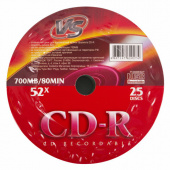 Диск CD-R VS, 700 Мб, 52x, Bulk (термоусадка без шпиля), КОМПЛЕКТ 25 шт., VSCDRSH2501