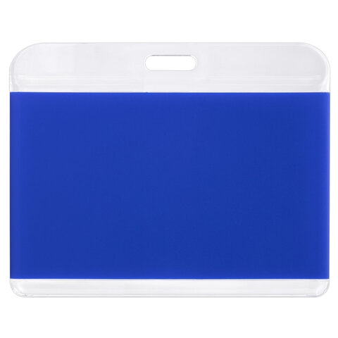 Бейдж горизонтальный для пропуска и ID-карт, 54х85 мм, синий, BRAUBERG ULTRA, 238914