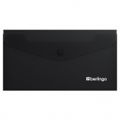 Папка-конверт на кнопке Berlingo "Soft Touch", C6, 200мкм, софт-тач, черная